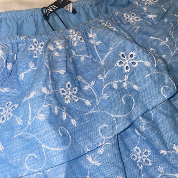 Bebe Zara Emb. Overlay Dress - Sky Blue